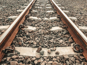 High angle view of railroad track