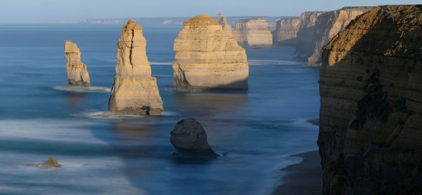 12 apostles rock formations in sea with blurred motion