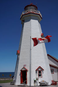 Low angle view of lighthouse against clear sky