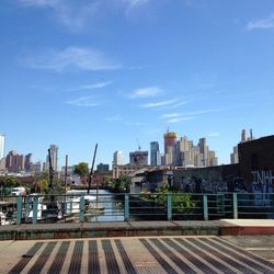 View of cityscape against clear sky