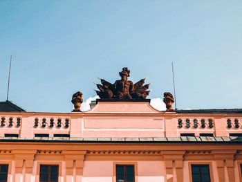 Low angle view of statue against clear sky