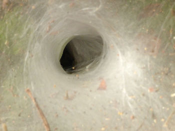 High angle view of hole in tunnel