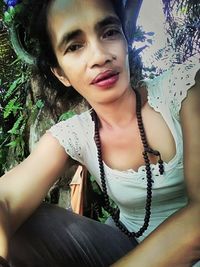 Portrait of beautiful woman smiling