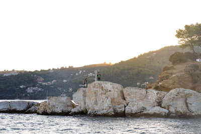 Scenic view of mountain against clear sky