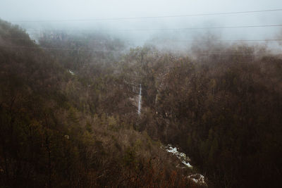 Scenic view of landscape during foggy weather