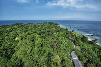 High angle view of sea against sky