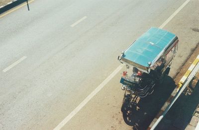 High angle view of car on road