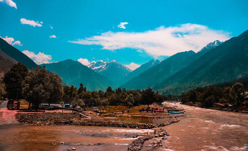 Scenic view of mountains against sky