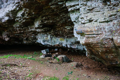 Close-up of rock formation in cave