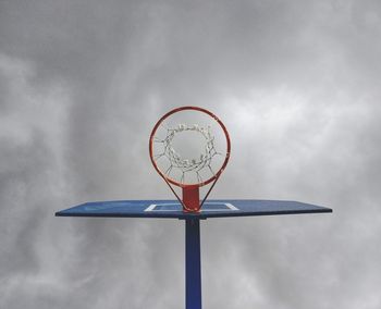 Low angle view of basketball hoop against sky