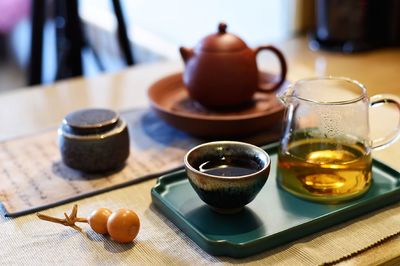 Close-up of tea served on table