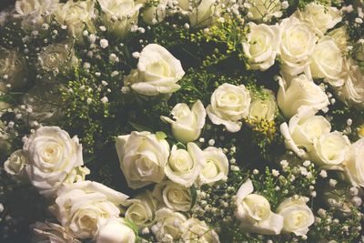 Close-up of white rose bouquet