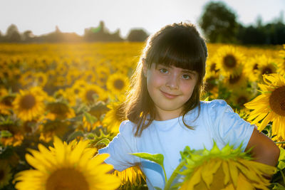 Portrait of a girl in a field