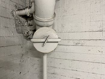 High angle view of pipe on wall