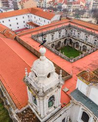 High angle view of buildings in city