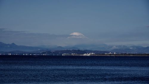 Scenic view of sea against cloudy sky