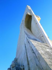 Low angle view of temple against clear blue sky