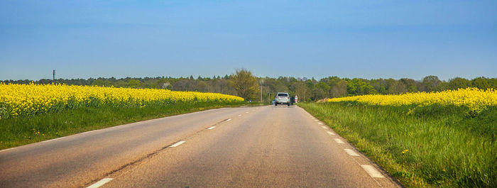 Road passing through field