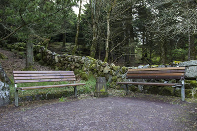 Empty bench in park