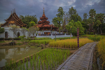 View of temple against cloudy sky