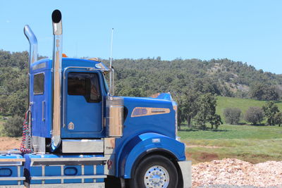 View of truck parked against clear sky