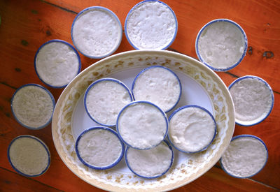 High angle view of food on table