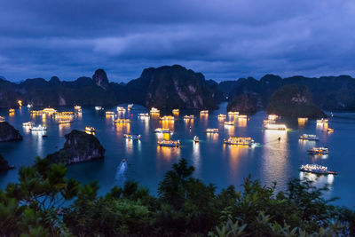 Scenic view of sea against sky at dusk