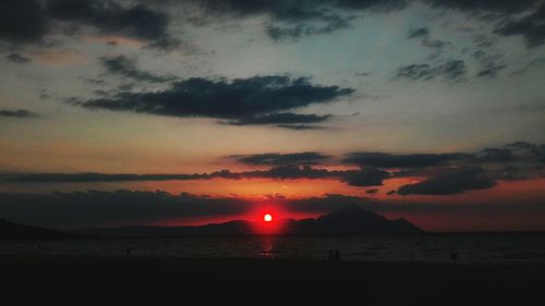 Scenic view of sea at sunset