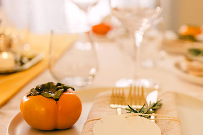 Close-up of food on table
