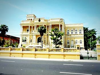 View of building against clear blue sky