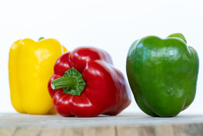 Close-up of bell peppers on table