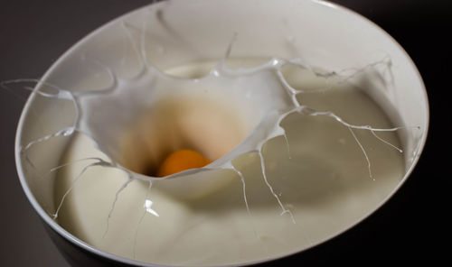 Close-up of broken glass in bowl
