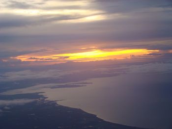 Scenic view of sea against cloudy sky