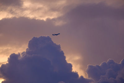 Low angle view of airplane flying in sky