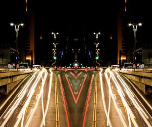 Light trails on city street at night