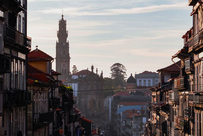 High angle view of porto city with clerigos tower in background