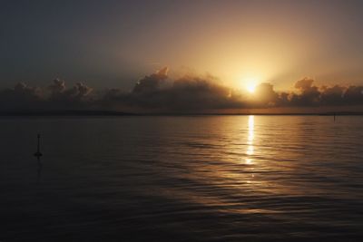 Scenic view of calm sea at sunset