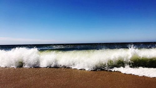 Scenic view of sea against clear sky