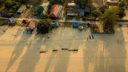 High angle view of people on beach