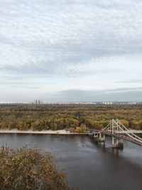 High angle view of bridge over river against sky