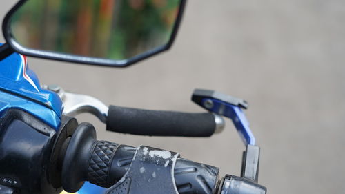 Close-up of motorcycle handlebar