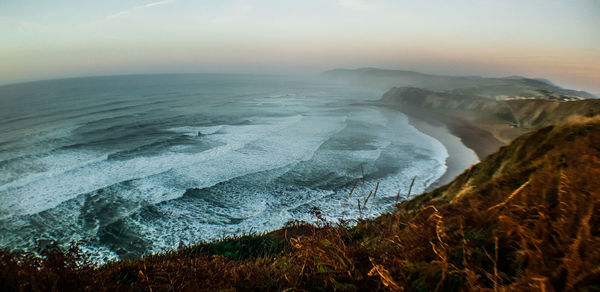 Scenic view of sea during sunset