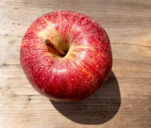 High angle view of apple on table