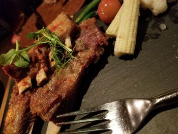 Close-up of meal served in plate