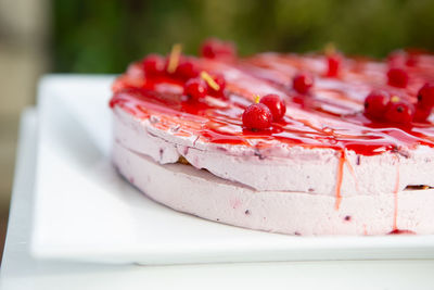 Close-up of dessert in plate on table