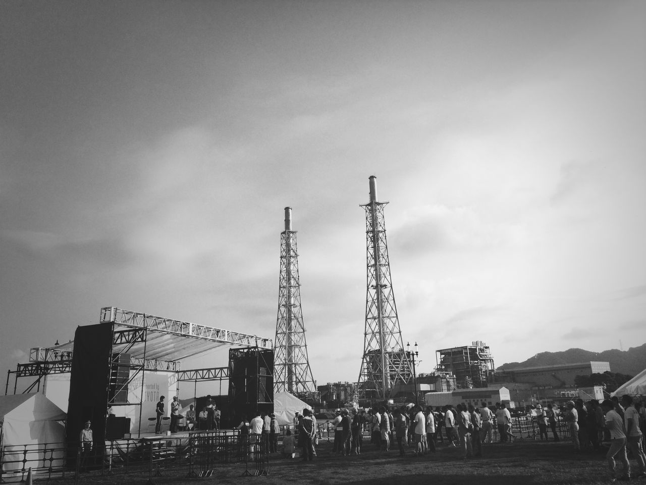 sky, built structure, architecture, cloud - sky, building exterior, construction site, crane - construction machinery, cloudy, cloud, outdoors, industry, low angle view, day, development, transportation, metal, incidental people, no people, nature, construction industry