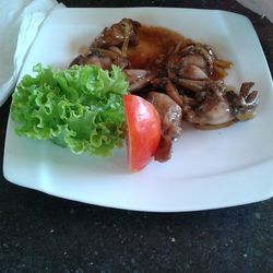 Close-up of food served in plate