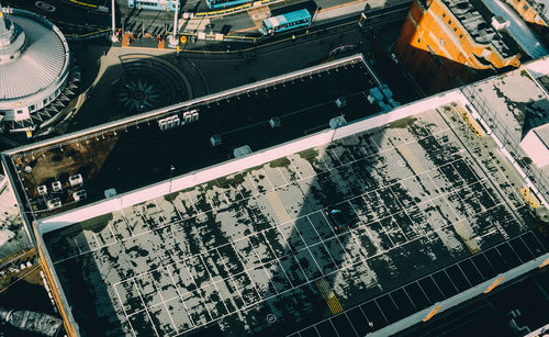 High angle view of buildings in city