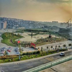 Cars on road against sky