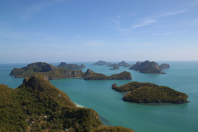 Scenic view of archipelago in sea against sky